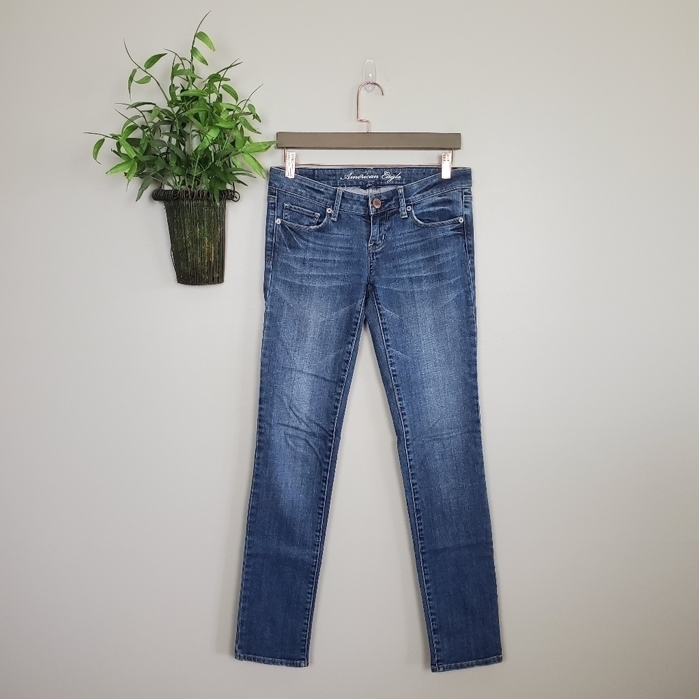 American Eagle Skinny Jeans Mid Rise Jeggings Medium Wash 90s Y2K Size 0